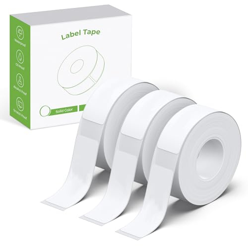 P21 Etikettenhersteller Band, Angepasstes Etikettendruckpapier, 14 x 40 mm, Standard Laminiertes Büro Etikettierband Ersatz, Thermo Etikettenband für Zuhause, Büro, Schule, 180 Etiketten/3 Rolle