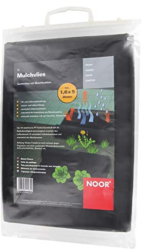 NOOR Universal Mulchvlies, 1,6 x 5m I Schwarzes Hochbeetvlies für chemikalienfreie Unkrautbekämpfung I Gartenfolie zur Förderung von Pflanzenwachstum, 011165MULCHV