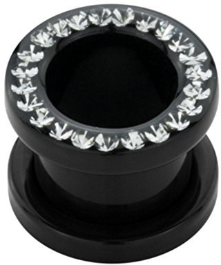 eeddoo Flesh Tunnel Plug Kristall Schwarz Acryl Kristallklar 6 mm