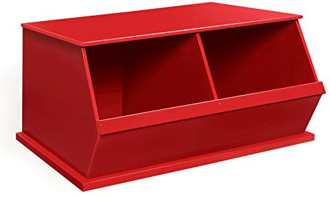 Stapelbart trä 2 fack öppen förvaring leksak organisera kubby