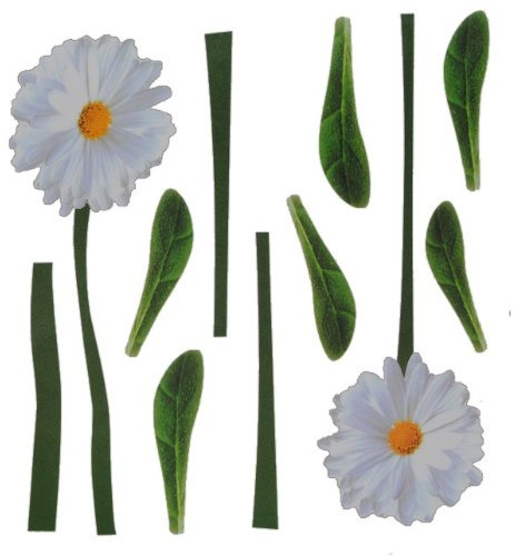 alles-meine.de GmbH 11 TLG. Set Sticker/Wandtattoo/Wandsticker - Margerite Blumen weiß Chrysantheme Blume Blüte Stengel Aufkleber/Wandaufkleber/Fenstersticker - Blumenmus..