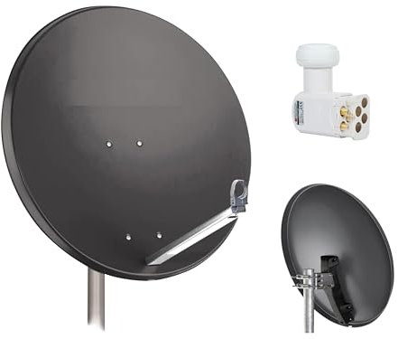 RED OPTICUM parabolica X80 80 cm con Quad LNB LQP-04H acciaio antracite