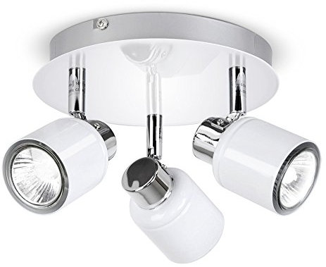 MiniSun | Modern Gloss White Adjustable 3 Way Round Plate Ceiling Spotlight | Ceiling Spots, Home Décor & Improvement Essential