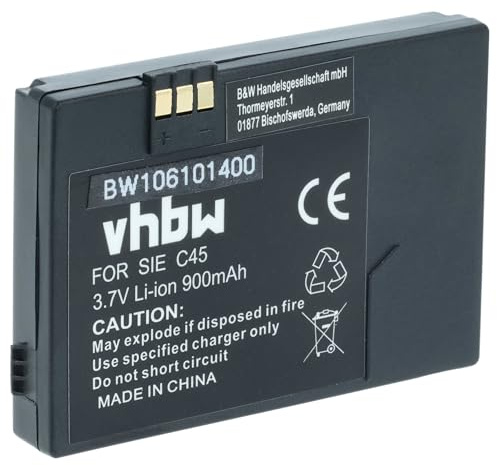 vhbw Akku kompatibel mit Siemens MT50 | C45i, C45, M50, A50 Handy Smartphone Telefon (900 mAh, 3,7 V, Li-Ion)