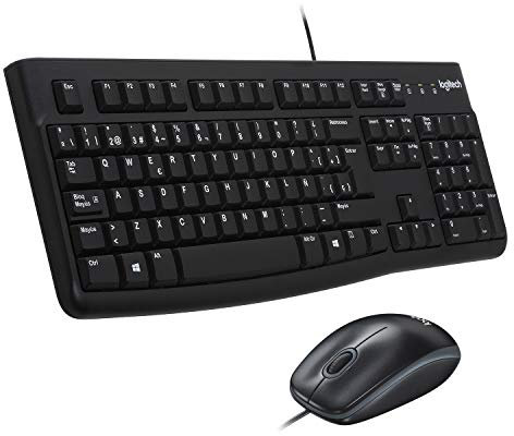 Logitech MK120 Combo Clavier et Souris Filaire pour Windows, Clavier Espagnol QWERTY - Noir