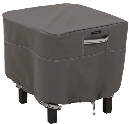 Classic Accessories Ravenna Garden Wasserdichte Abdeckplane für quadratische Gartenhocker und Beistelltische, Größe S, Dunkel Taupe/Grau/Espresso, B00D2VUWEI