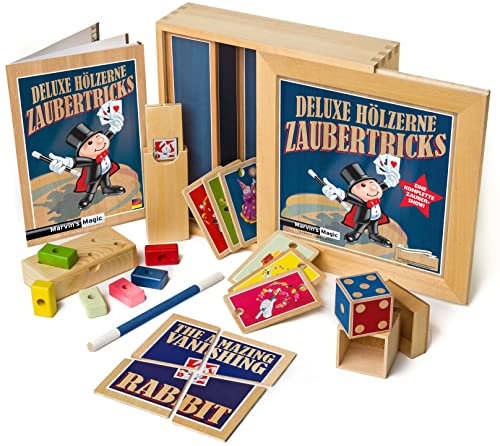Marvins Magie - Schatztricks Holzzaubertricks für Kinder | Enthält entkommende farbige Blöcke, verschwindende Kaninchen-Illusion, erstaunliche steigende Karten + mehr