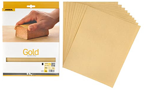 Mirka Schleifpapier Gold Schleifbögen 230x280 mm Korn P180 10 Stk | Ideal für Trockenbau Gips Spachtel Spanplatten Holz Lack hohe Schleifleistung lange Lebensdauer