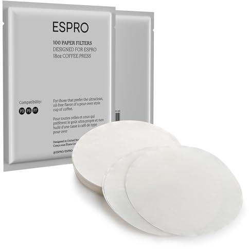 ESPRO Lot de 100 filtres à café en papier pour cafetière à piston P3/P5/P6/P7, 532 ml