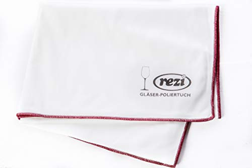REZI Microfaserprodukte GmbH Gläser-Poliertuch, Weiß, Rot Umrandet, 47 x 60 cm, 620287