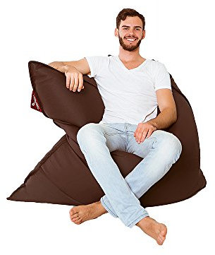 QSack Kult Saco, Funda de Saco de Asiento de Piel sintética, Asiento Saco Interior con EPS microperlas Puf de Material de Relleno en alemán Calidad Relleno, Piel sintética, marrón Oscuro