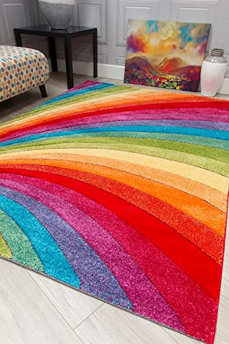 Candy Multicoloured Rainbow Design Rug. Available in 6 Sizes (160cm x 220cm)