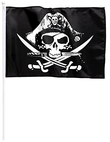 Widmann ? Drapeau Pirate avec support, 43 x 30 cm