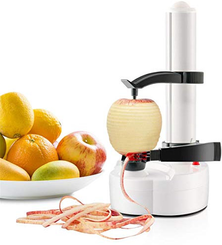 Paramount City Electric Potato Peeler, Automatic Rotating Apple Peelers Potato Peeling Machine Fruits Vegetable Cutter Kitchen Peeling Tool(White)