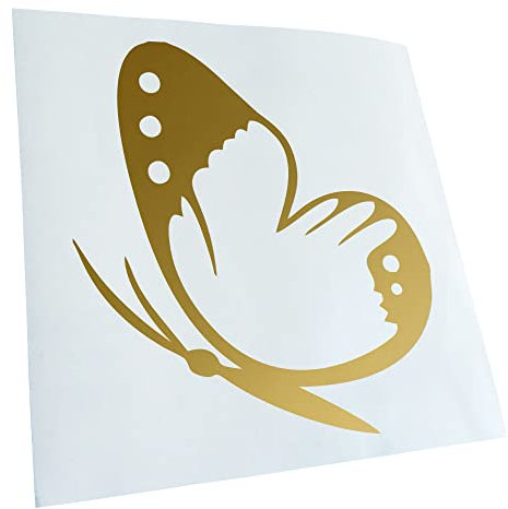 Kiwistar - Autoaufkleber - Gold - 60 x 55 cm - Schmetterling - Heckscheibenaufkleber Auto Aufkleber wetterfest für Kfz LKW Mofa Truck - Sticker außen selbstklebend Tuning Zubehör für Fenster Fahrzeug
