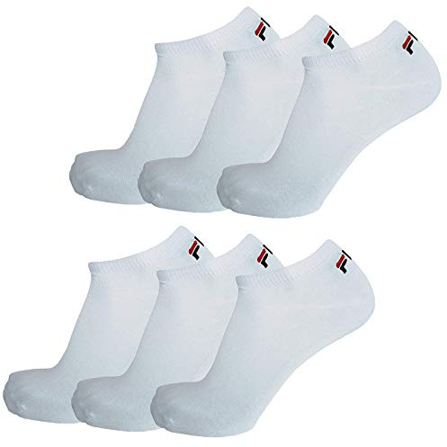 FILA 6 Paio Strumpor, Invisible Unisex Sneakers 35-46 Vit och Svart, Vit, 39-42 EU