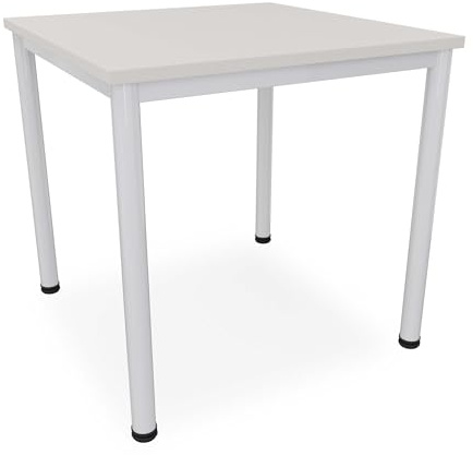 Schreibtisch Verschiedene Größen und Farben, Konferenztisch graues Metallgestell, Stabiler Besprechungstisch Arbeitstisch, Bürotisch hauseigene Fertigung (B: 80 cm x T: 80 cm, Lichtgrau)
