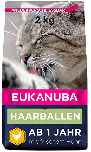 Eukanuba Anti-Haarballen Katzenfutter - Premium Trockenfutter zur Reduzierung von Haarballen, 2 kg