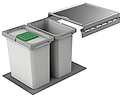 Naber Cox® Box 2T 400-2. Abfallsammler, mit Biodeckel, hellgrau.