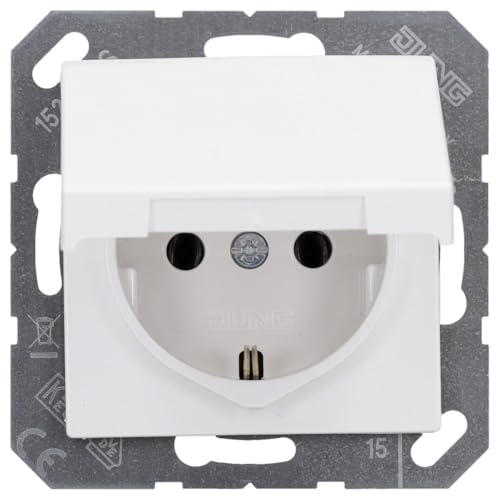 JUNG 1520BFKLWW SCHUKO Steckdose 16 A 250 V mit Klappdeckel Serie A Alpinweiß