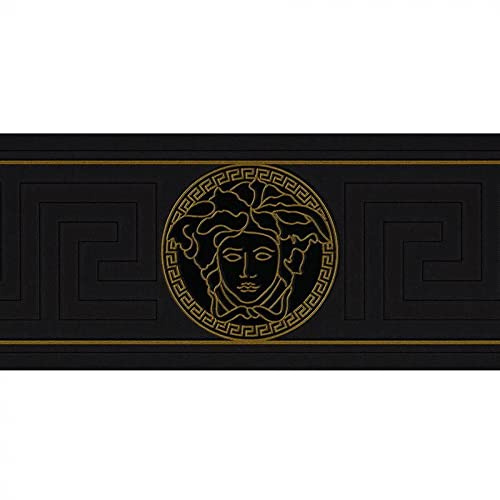 Versace wallpaper Vliestapete Greek Luxustapete geometrisch grafisch 5,00 m x 0,13 m metallic schwarz Made in Germany 935224 93522-4