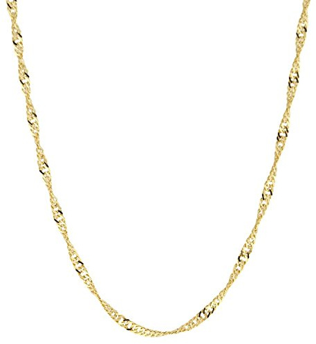 PRINS JEWELS 14 Karat / 585 Gold Singapur Kette Licht Zweiseitig Diamantiert Unisex Länge Wählbar.