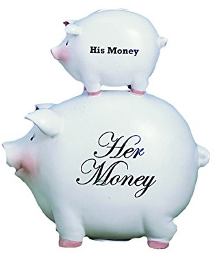 Young's Inc. His Money/Her Money Ceramic Piggy Bank - 7 L x 4 W x 8 H - Engagement Gifts for Couples
