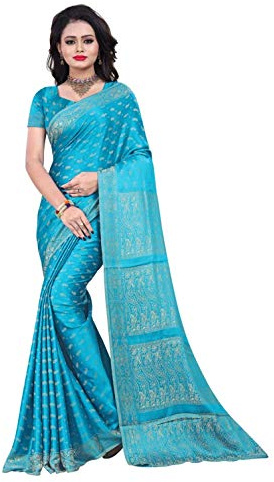 Trendofindia Indischer Bollywood Fashion Sari Stoff Damenkostüm Kleid Hellblau CA112