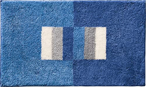 Erwin Müller Badematte Korfu, Badteppich rutschhemmend blau Größe 70x120 cm - für Fußbodenheizung geeignet, flauschig weich (weitere Farben, Größen)