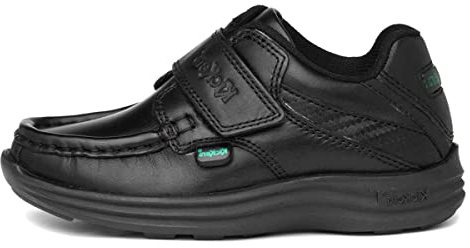 Kickers Men's Reasan Twin Strap Black Leather School Shoes | Sporty Comfort | Durable & Flexible | Premium Quality,