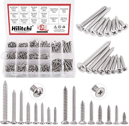 Hilitchi 570 pezzi m 3 4 5 6 in acciaio INOX Phillips rotonda testa piatta autofilettante vite assortimento kit