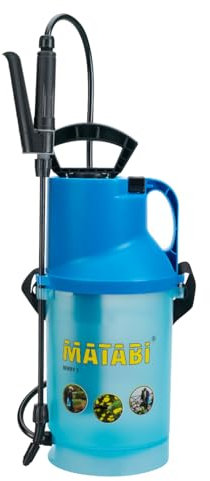 Matabi - Sulfatadora Para Plantas, Huerto y Jardín - Pulverizador 5 Litros a Presión - Sulfatadora con Lanza de Fibra de Vidrio y Depósito Traslúcido - Manguera de 1,3m - Berry 7 - Hecho en España