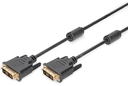 DIGITUS DVI-Kabel - DVI-D (18+1) - Full-HD - 2m - Single Link, 60Hz, 2xFerrit - Kompatibel mit Monitor, TV, PC