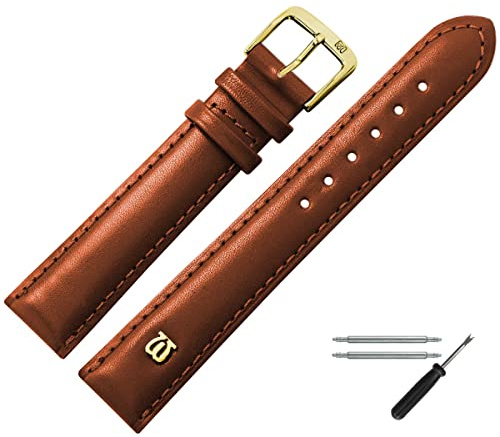 MARBURGER Uhrenarmband 18mm Leder Glatt Mit Naht - Werkzeug Montage Set 10018
