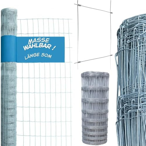 R.G. Wildzaun 50m Knotengeflecht 125/13/15 Verzinkt – Robuster Forstzaun Drahtzaun Weidezaun Schafzaun – Gartenzaun Maschendrahtzaun Hasendraht gegen Wildtiere Landwirtschaft