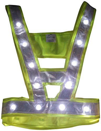 LEDWARNING Gilet Baudrier Jaune PRO de Sécurité Fluo à 24 Leds blanches DELUXE Vendeur et stock en FRANCE
