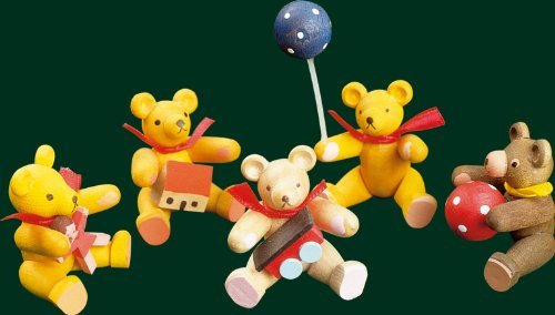 Rudolphs Schatzkiste Holzfigur Holzbär mit rotem Ball Höhe= 4cm NEU Bär Bären Bärenfigur Holzfigur Dekoration Baum Frühling Erzgebirge Seiffen Blumen Holz Sommer