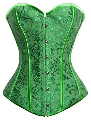 KUOSE Gothic Brocade Stain Lace up Boned Showgirl Overbust Corset Bustier Top