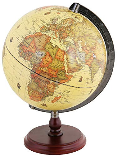 Exerz 25cm Antiker Globus Mit Holzfuß - Englische Karte - Für Kinder Büro Deko - Schülerglobus Morden Map Mit Antiker Farbe - Durchmesser 25cm