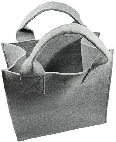 The Felt Store Europe Hochwertige Kaminholztasche Kamintasche Filztasche aus Filz groß 48 x 50 x 31 cm hellmeliert - Made in Germany