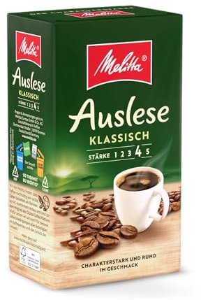 Melitta Auslese Café Filtre 500 g, Moulu, en Poudre pour Machines à Café Filtre, Torréfaction Forte, Torréfié en Allemagne