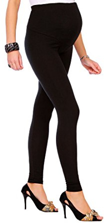 FUTURO FASHION® - Legging Long de Grossesse - épais/très Chaud/très Confortable - Coton/Doublure Polaire - Taille 40 - Noir