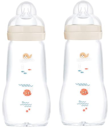 MAM 67036720-2 Stück Feel Good Glass Bottle 260 ml Glas Flasche - Neutral