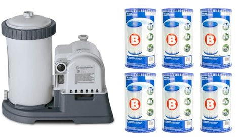 Intex 2500 GPH Krystal Clear Pool Filter Pump w/ GCFI & 6 Type B Cartridges