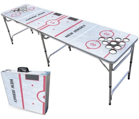 8-Foot Professional Beer Pong Table w/Cup Holes - New Jersey Hockey Rink