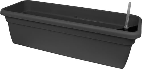 MePla - Balkonkasten XXL mit Wasserspeicher 100 cm anthrazit, wetterfestes Pflanzkasten aus UV-beständigem Kunststoff