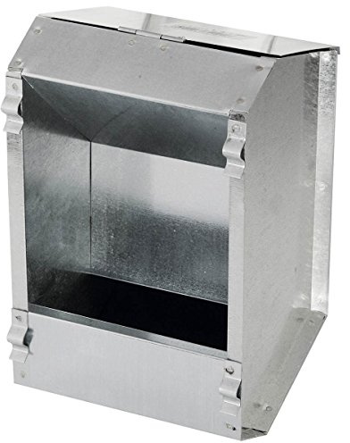 Kerbl Pet Futterautomat für Kaninchen | 3 l, zwei Fressplätze, verzinktes Metall, mit Deckel, von außen anzubringen und bequem zu befüllen
