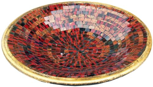 Runde Mosaikschale, handgearbeitet, Keramik, Design 4, klein (Ø 29 cm) | Einzigartige Designs, ideal für Obst oder Dekoration, farbenfrohes Mosaik, aus Keramik & Glas