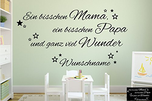 kleb-drauf® - 1 Ein bisschen Mama ein bisschen Papa und Ganz viel Wunder / Hellblau - glänzend - Aufkleber zur Dekoration von Wänden, Glas, Fliesen und allen anderen glatten Oberflächen im Innenbereich; aus 19 Farben wählbar; in matt oder glänzend