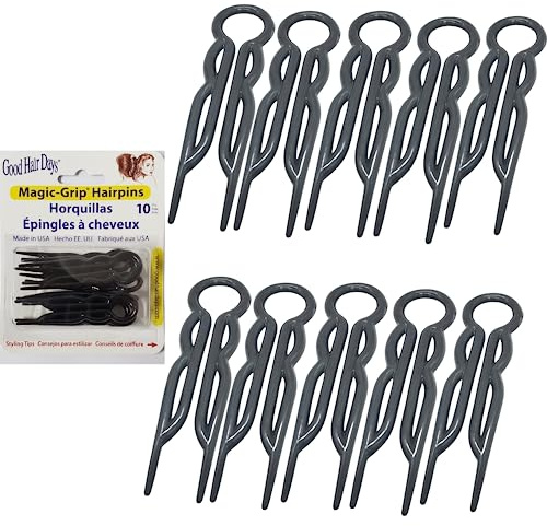 Hair Pins - Plastic, U-shaped Magic Grip Hairpins, Strong Durable Pins For Fine, Thick & Long Hair, Hair Styling Accessories (Black)